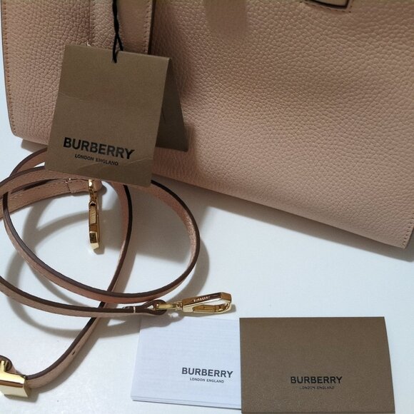 Burberry Pink Leather Mini Frances Logo Tote Bag Soft Pink Luxury Designer - Picture 8 of 9